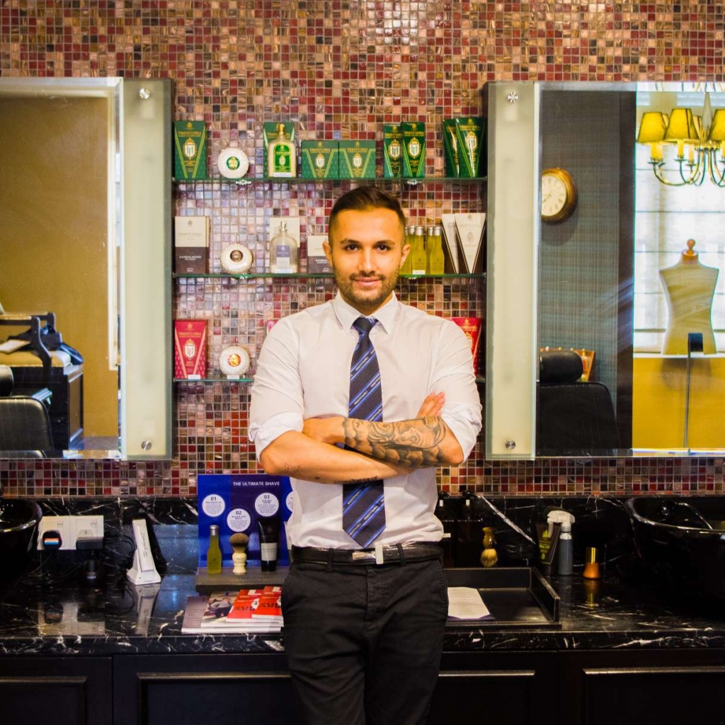 My barber at Truefitt & Hill, Ashkan. Photo by Jordan Bishop.